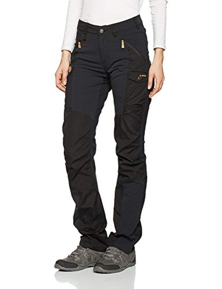 Fjällräven Nikka Curved Trousers black, front view for versatile outdoor wear.