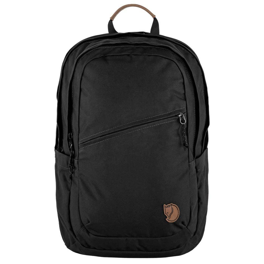 Fjällräven Raven 28 interior pocket view illustrates secure laptop sleeve and organization.