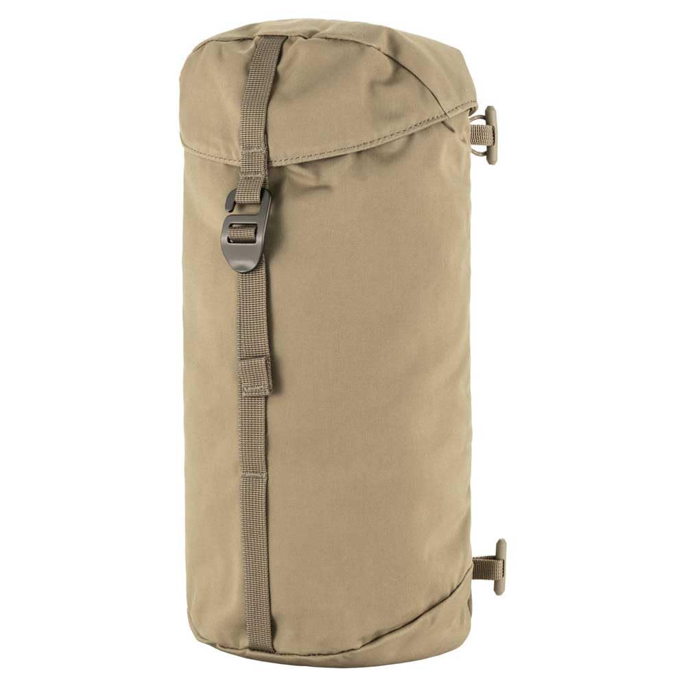 Fjällräven Singi Side Pocket in clay attached to a backpack for extra storage during hikes