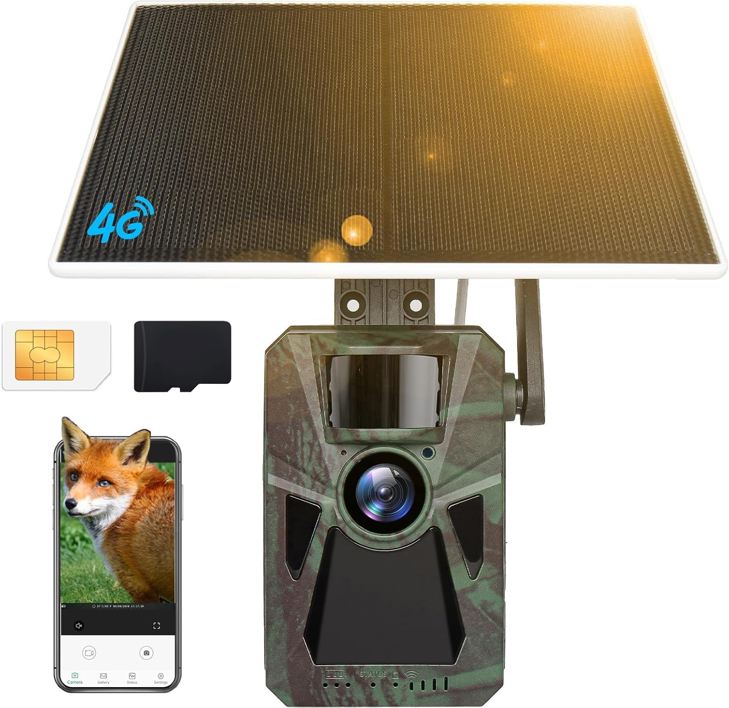 FKPCAM Solar 4G trail camera front view for rugged field monitoring