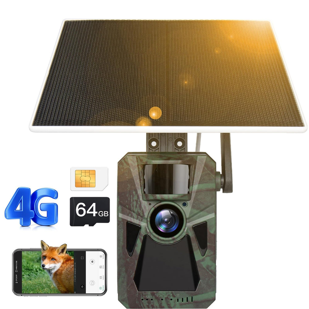 FKPCAM package contents including camera, solar panel, and accessories