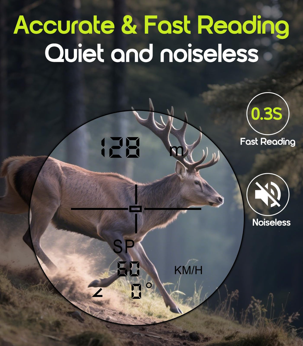 Flagfront rangefinder 6x magnification display helps identify distant targets.