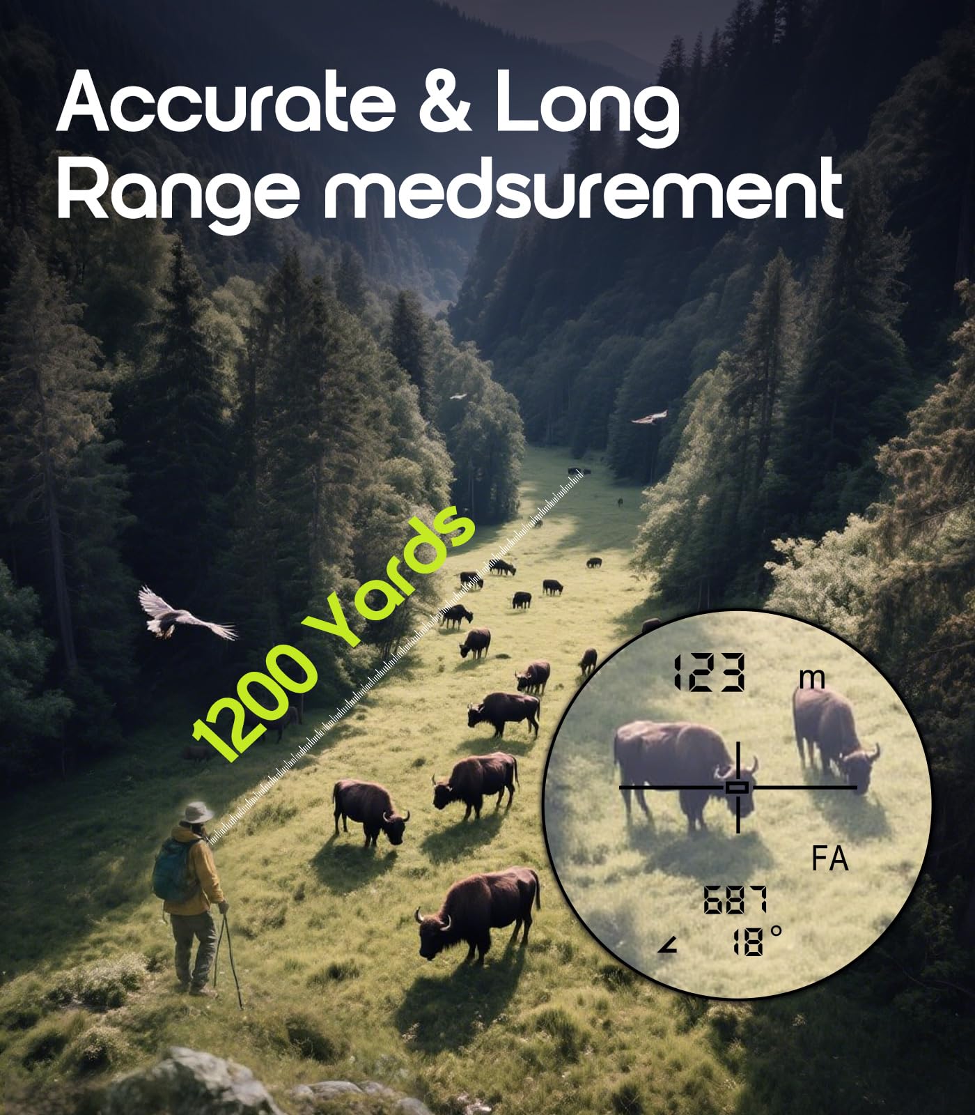 Flagfront rangefinder compact size fits in a pocket for easy carry on hunts.