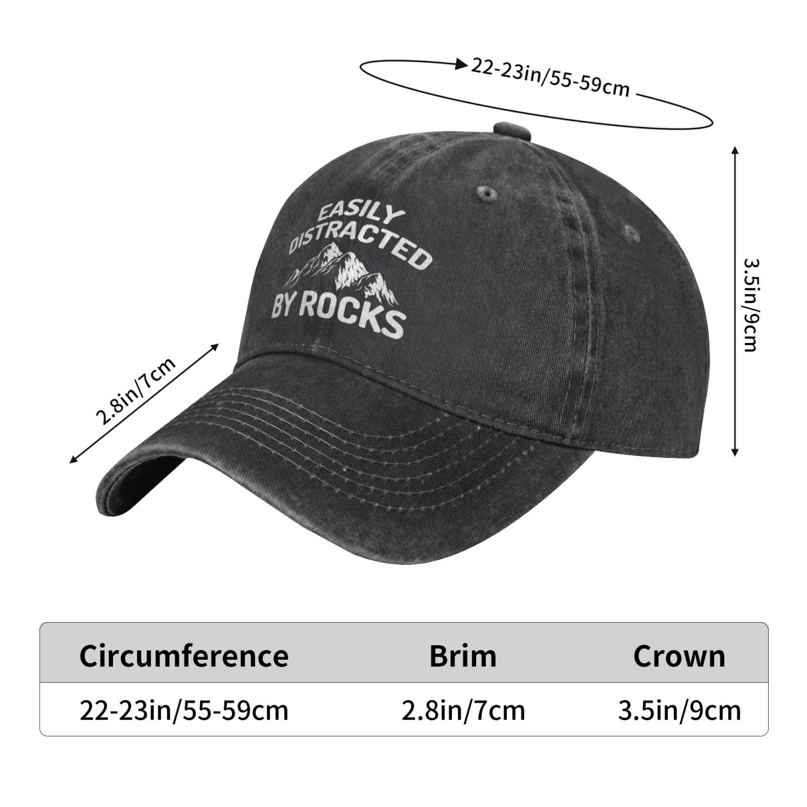 FLALORI Easily Distracted By Rocks Hat casual outdoor wear for camping or jogging.