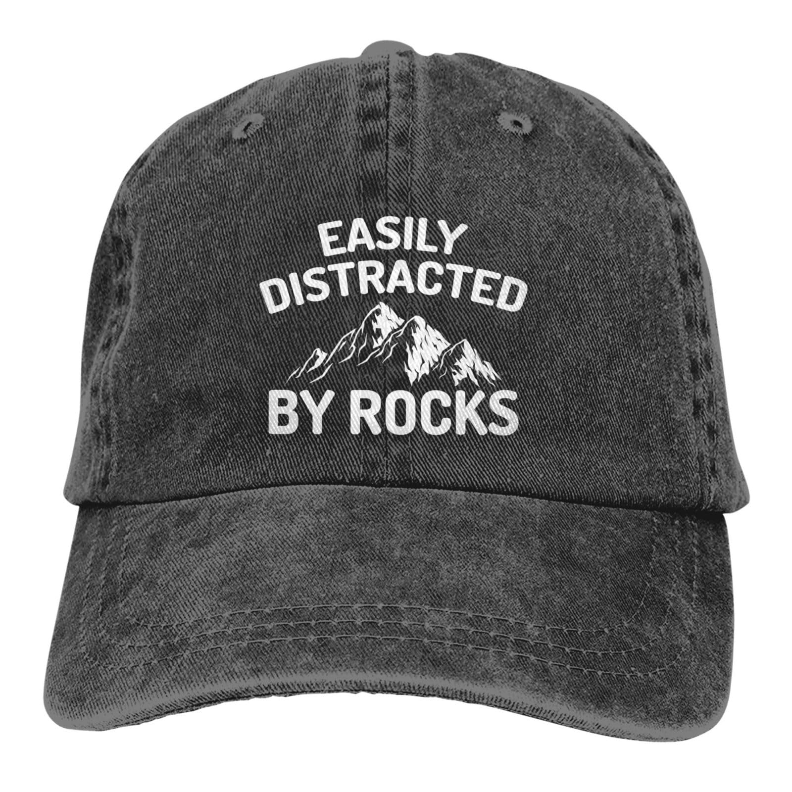 FLALORI Easily Distracted By Rocks Hat stylish everyday cap with graphic appeal.