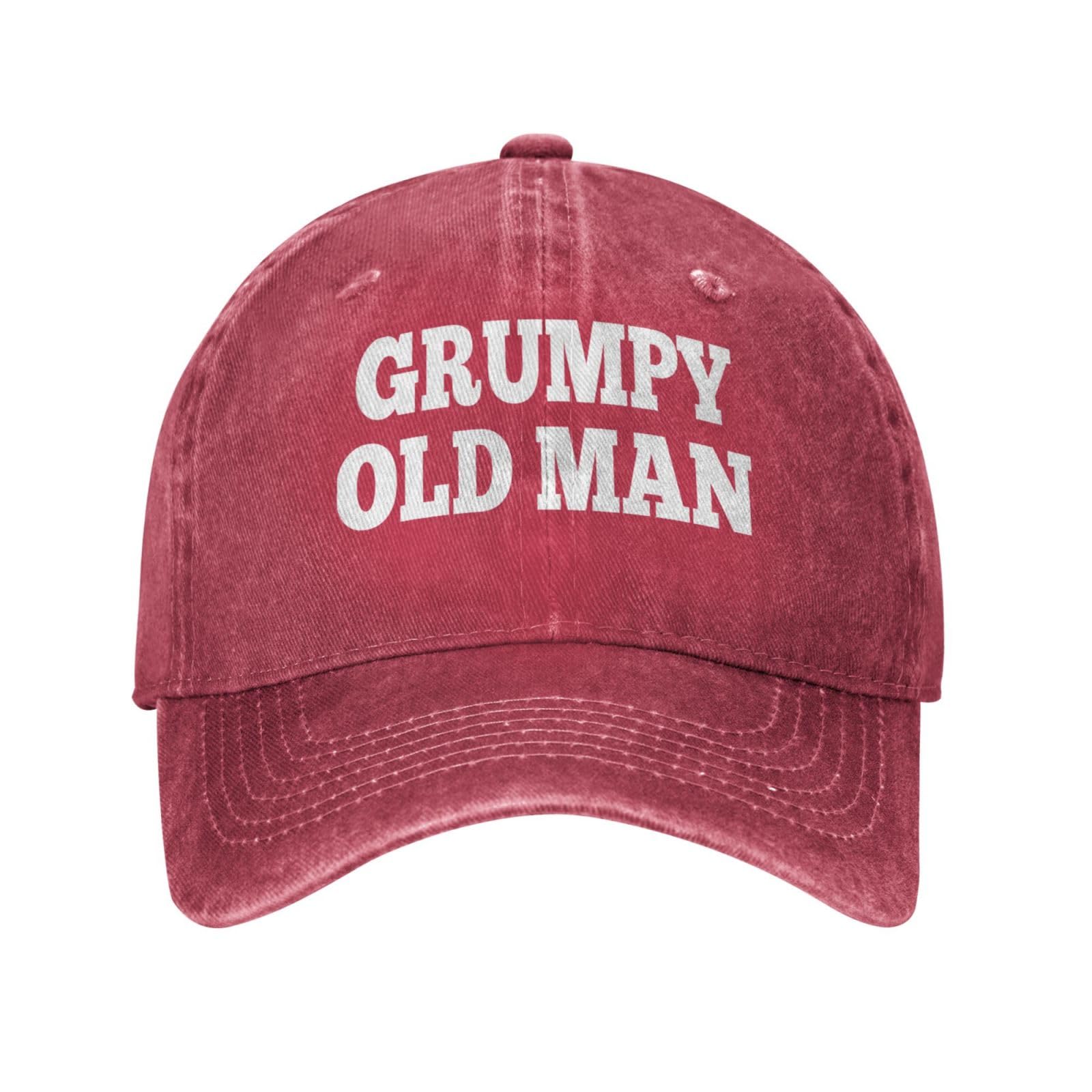 FLALORI Grumpy Old Man hat for women in red, distressed 90s style, ideal for casual everyday wear.