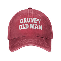 FLALORI Grumpy Old Man hat for women in red, distressed 90s style, ideal for casual everyday wear.