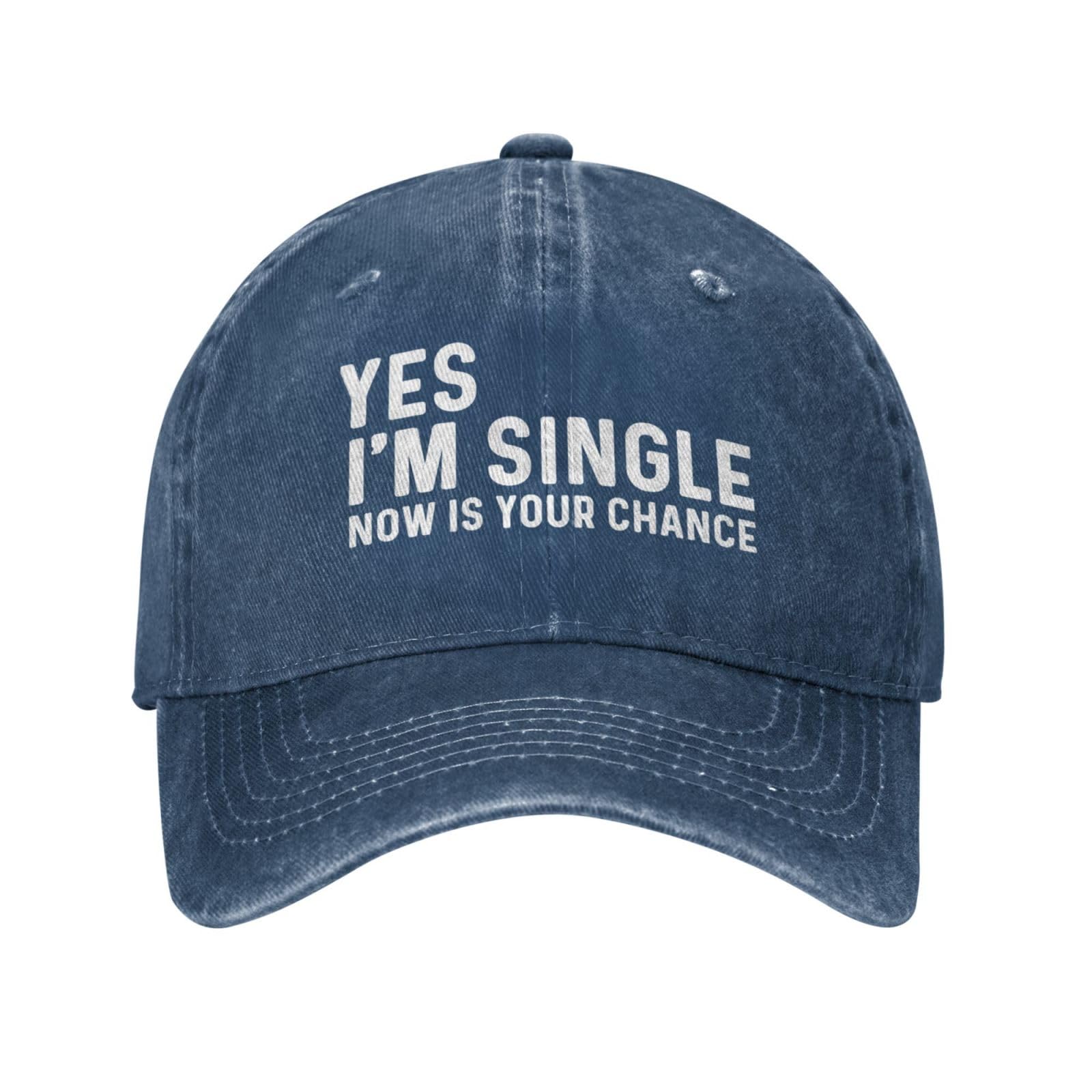 FLALORI Yes Im Singles Now cap front view, vintage navy design for casual daily wear