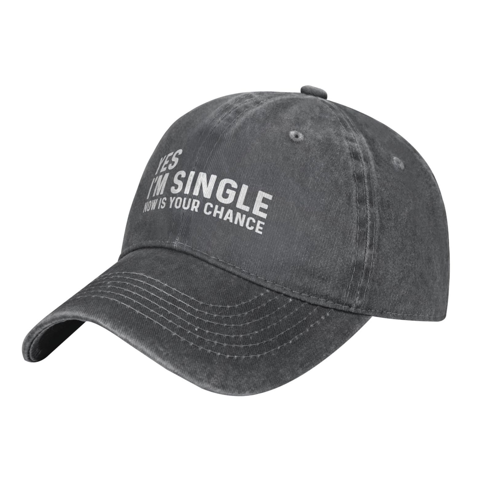 FLALORI Yes I'm Singles Now cap back with metal slider for easy size adjustment.
