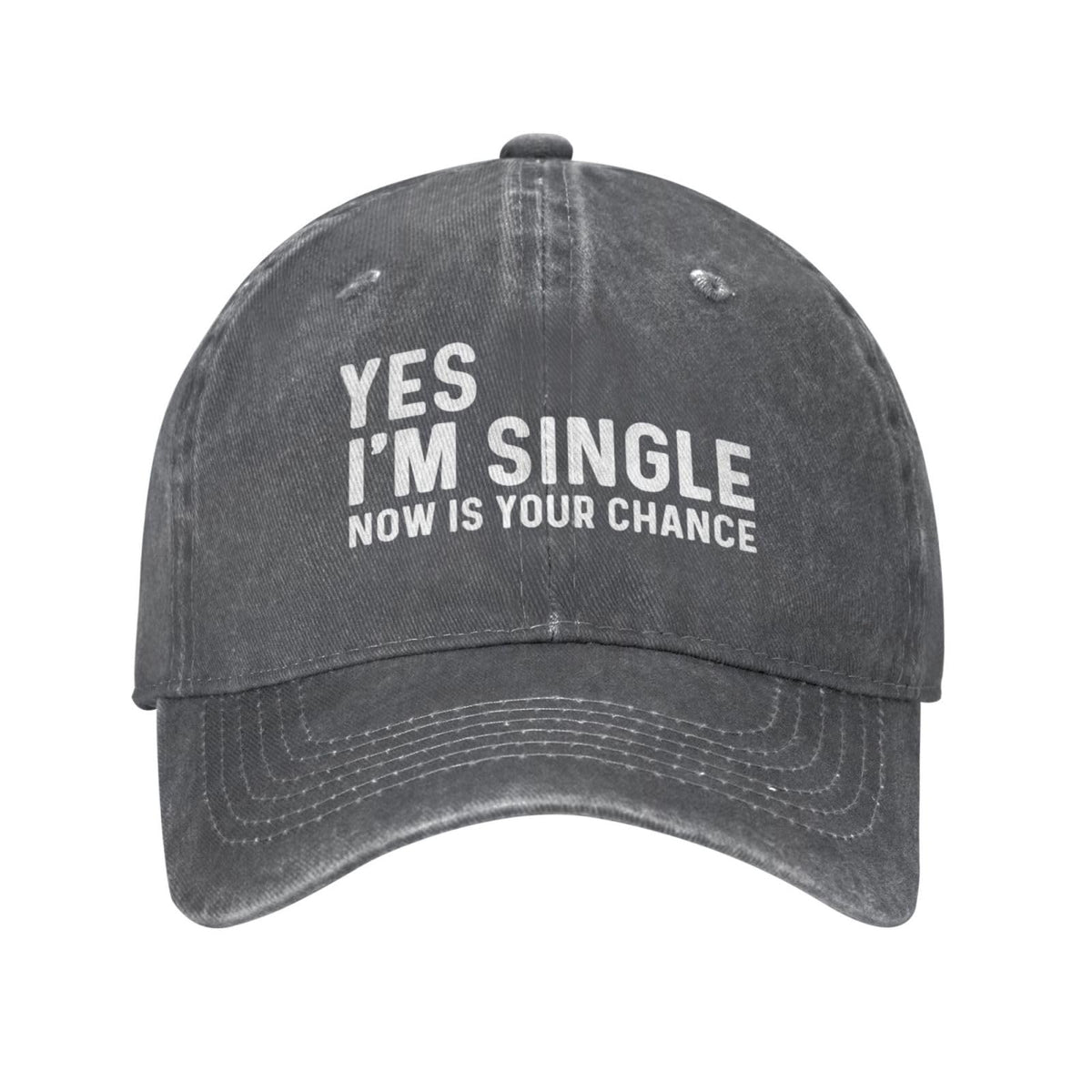 FLALORI Yes I'm Singles Now hat front view in deep heather, versatile casual wear.