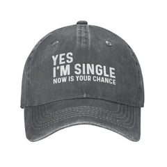 FLALORI Yes I'm Singles Now hat front view in deep heather, versatile casual wear.