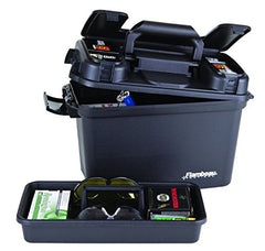 Flambeau 6430SD dry box lid open shows removable tray for organized storage