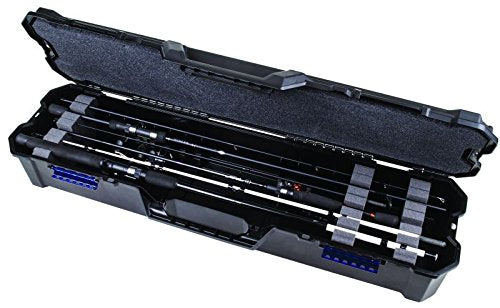 Flambeau Outdoors 4455BB interior shows rods secured with reels attached.
