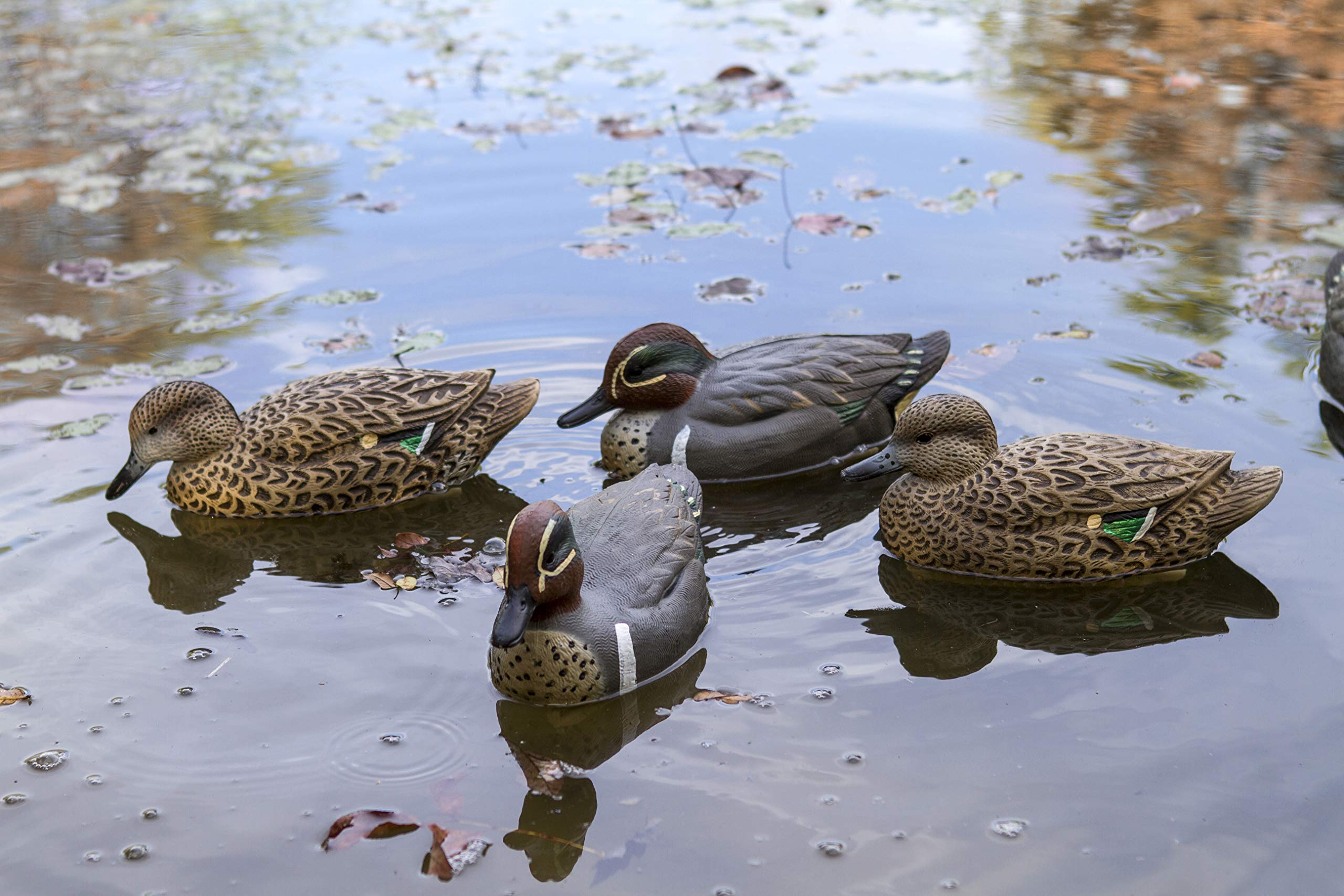 Flambeau Outdoors 8015SUV teal decoy spread on water for immersive setup.