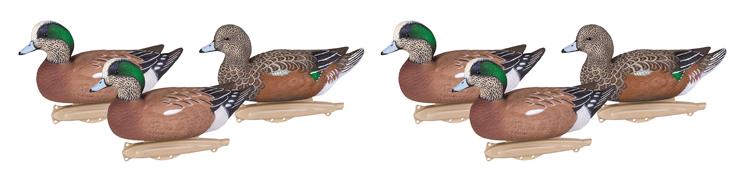 Flambeau Storm Front 2 Wigeon Drake decoy on water, boosting realistic lure for waterfowl.