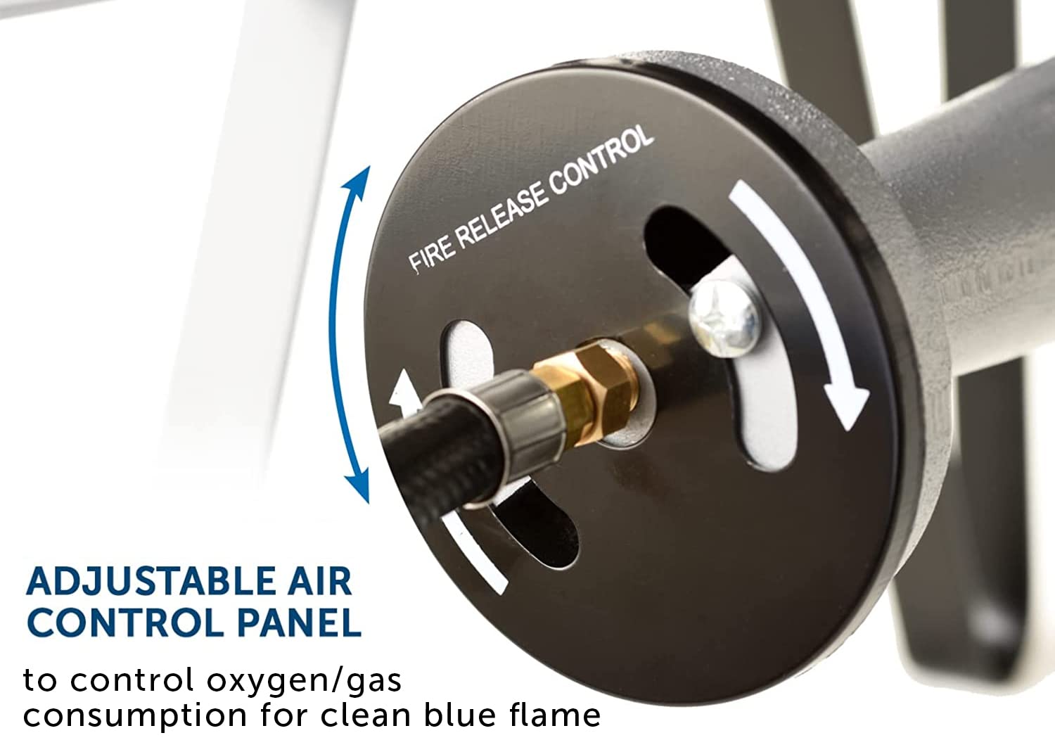 Flame King blue flame and air regulator promote even heat.