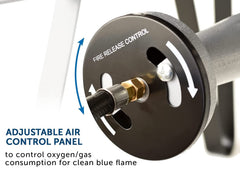 Flame King blue flame and air regulator promote even heat.