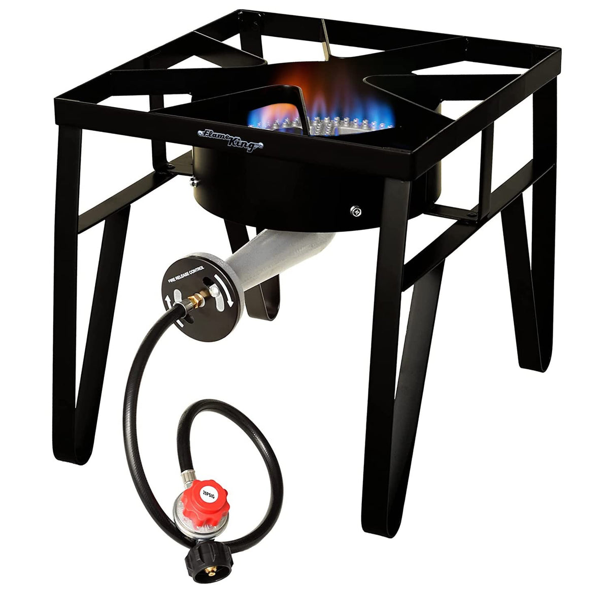Flame King heavy-duty 200K BTU burner for intense outdoor heat.