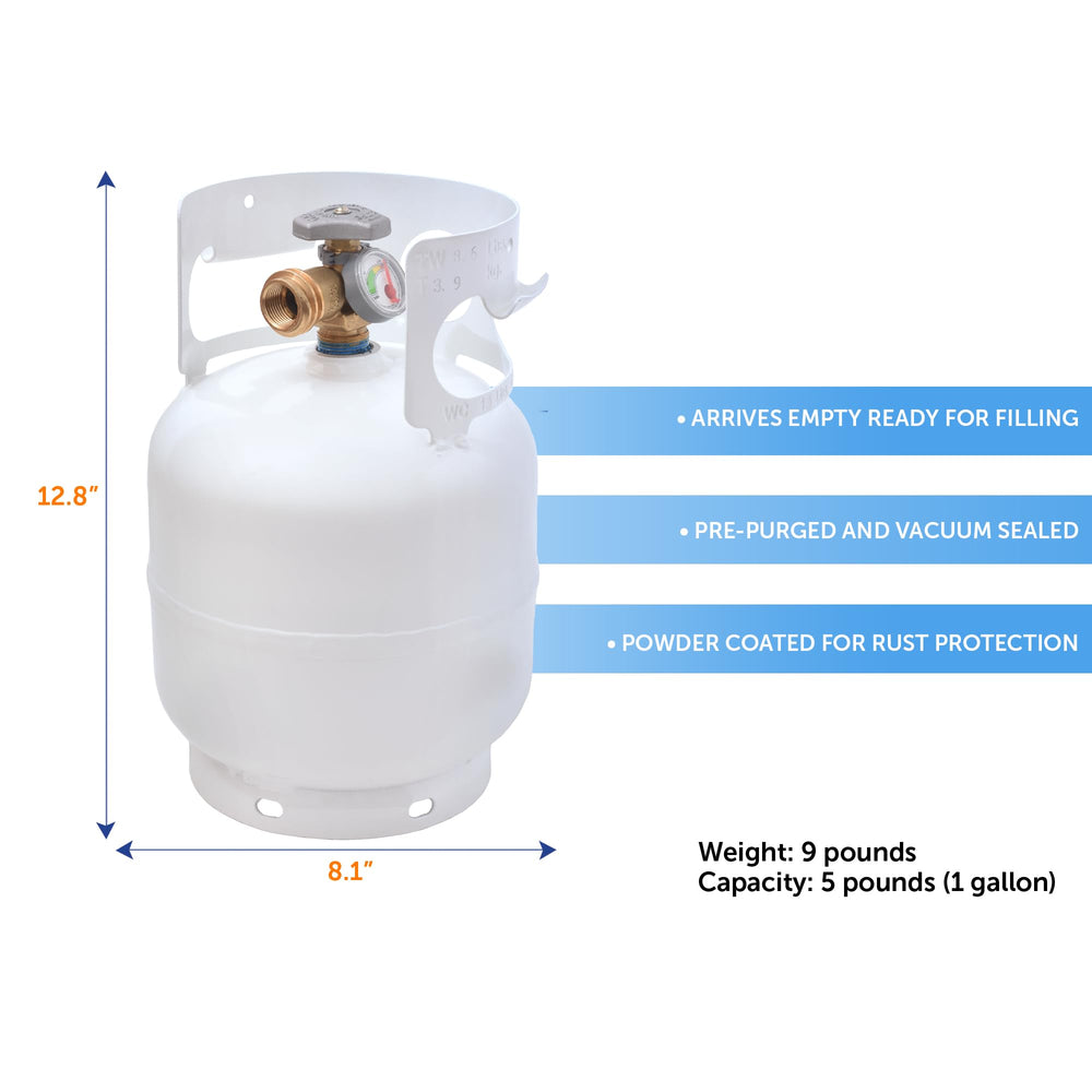 Flame King YSN5LB empty-tank with prepurge ready for safe refilling.