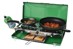 Flame King YSNBBQ-136M three-burner setup enables versatile meals.