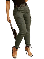 Flamingals Skinny Cargo Pants front view show slim fit for versatile daily wear.