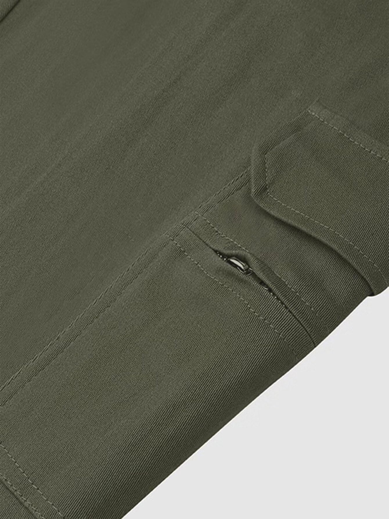 Flamingals Skinny Cargo Pants waist-zipper demonstrates mid-rise comfort with tapered ankle.