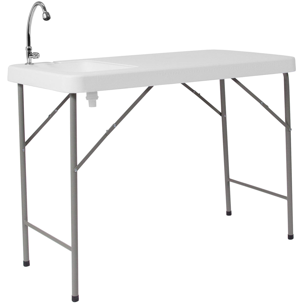 Flash Furniture Wesley fish cleaning table with sink enables hands-free cleanup at the dock.