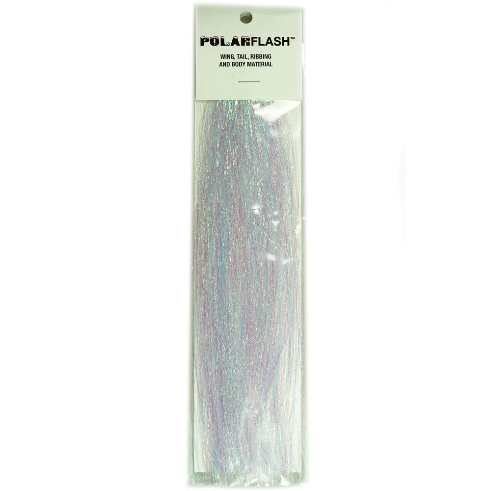 Flashabou PolarFlash Rainbow Pearl shimmering fibers brighten flies for both fresh and saltwater fishing