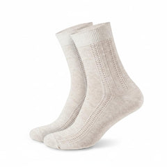 FlaxSox women's crew socks front view, thin breathable linen for all-day comfort.