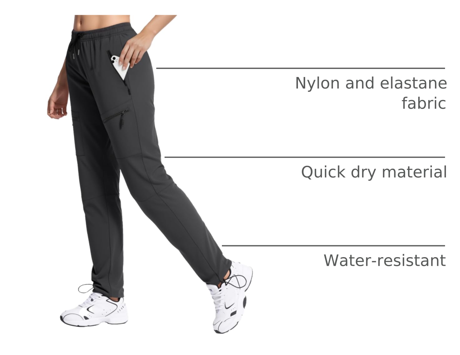 FLEFRM hiking pants five-pocket layout demonstrates secure storage on trail.