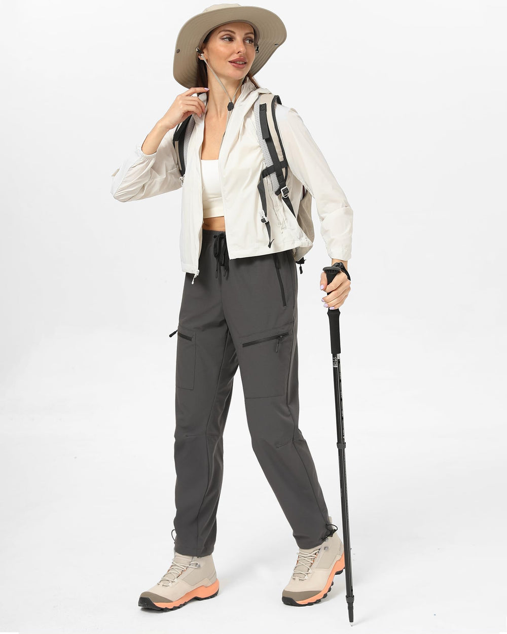 FLEFRM Womens Tall Hiking Pants dark grey color ideal for outdoor wear