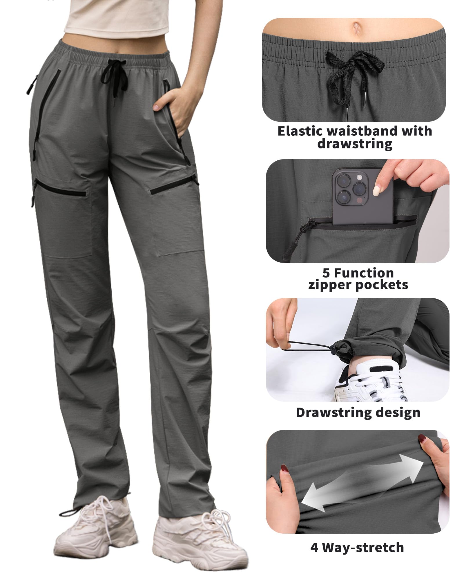 FLEFRM Womens Tall Hiking Pants inseam 34 option for tall users