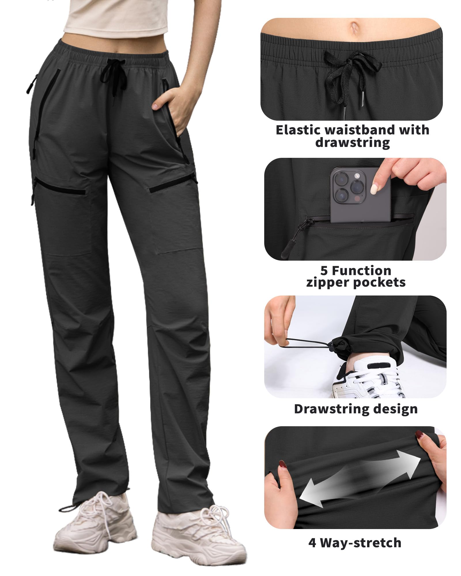 FLEFRM women's tall hiking pants stretch fabric enabling flexible movement