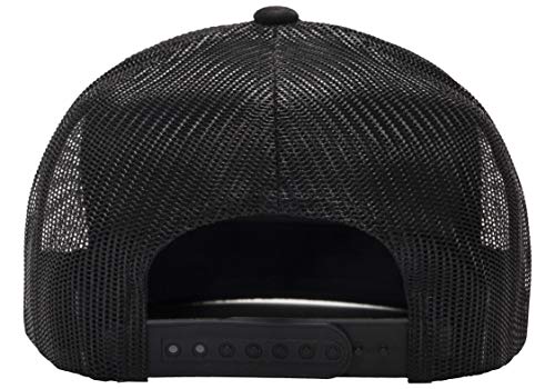 Flexfit YP Classics Multicam Trucker Hat flat visor closeup highlighting sun protection