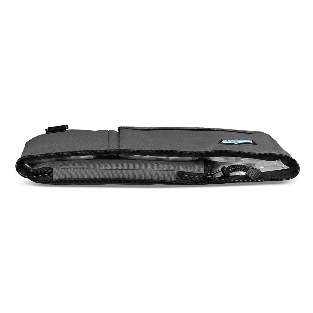 FlexiFreeze cooler features front pocket for utensils.