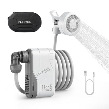 Flextailgear Max Shower device setup enables quick outdoor assembly.