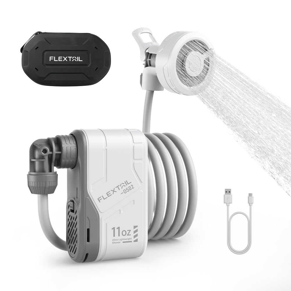 Flextailgear Max Shower device setup enables quick outdoor assembly.