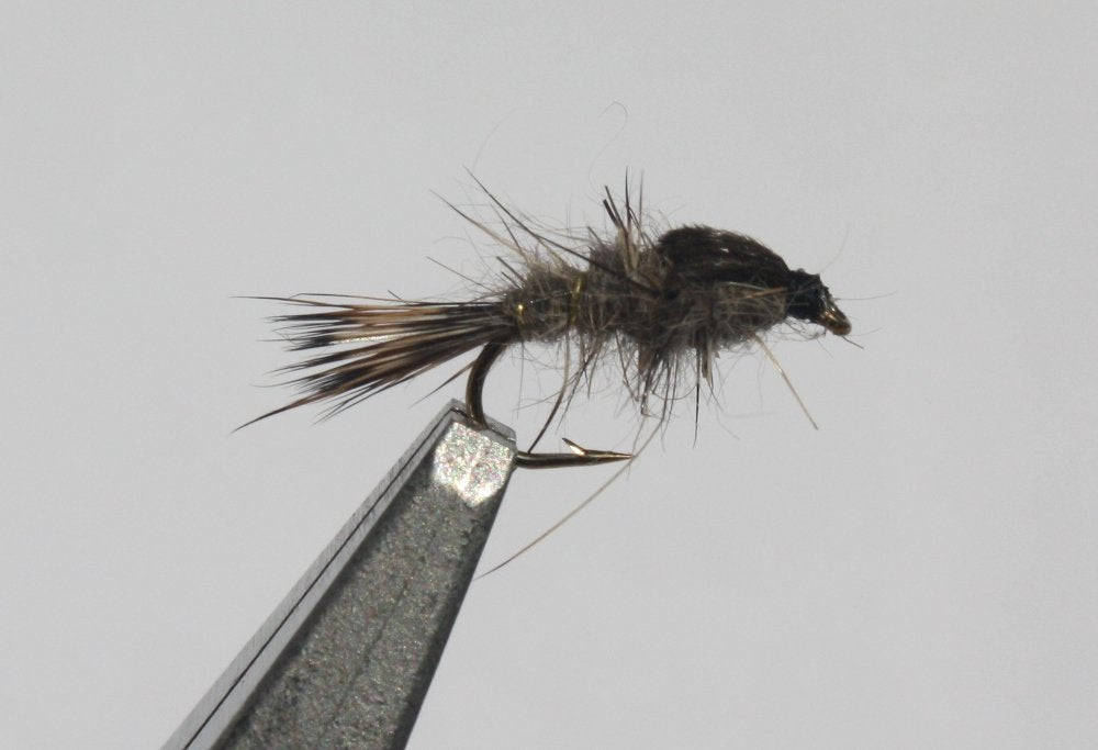 Flies Direct Hares Ear Nymph Assortment - 1 Dozen Trout Fishing Flies (sizes 14, 16, 18) Hand-tied with Mustard hooks