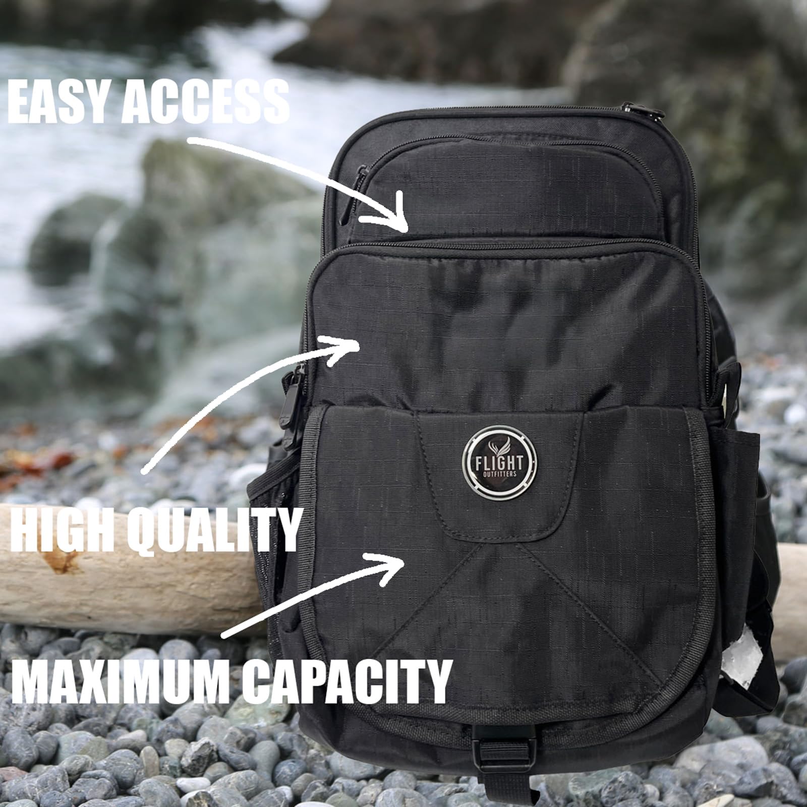 Flight Outfitters Thrust 2.0 Sling Pack adjustable padded shoulder strap for comfort.