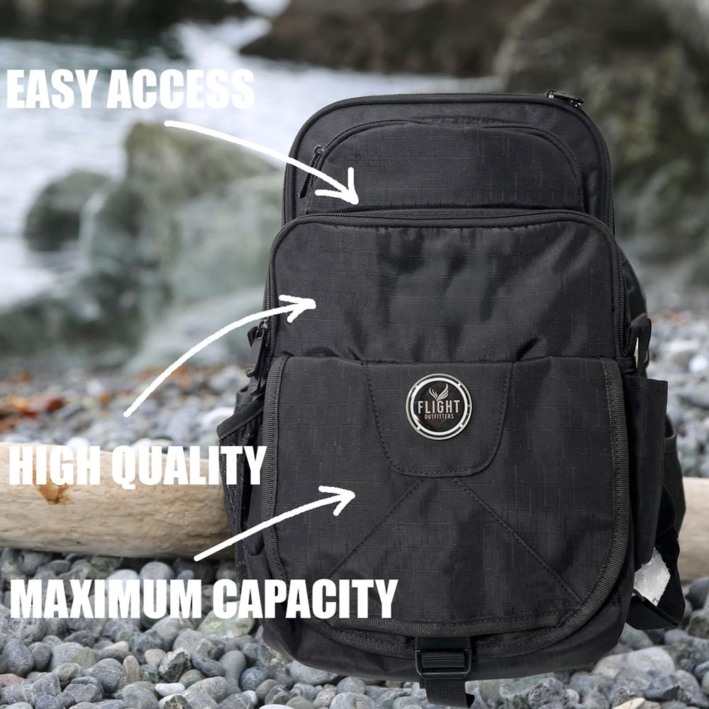 Flight Outfitters Thrust 2.0 Sling Pack adjustable padded shoulder strap for comfort.
