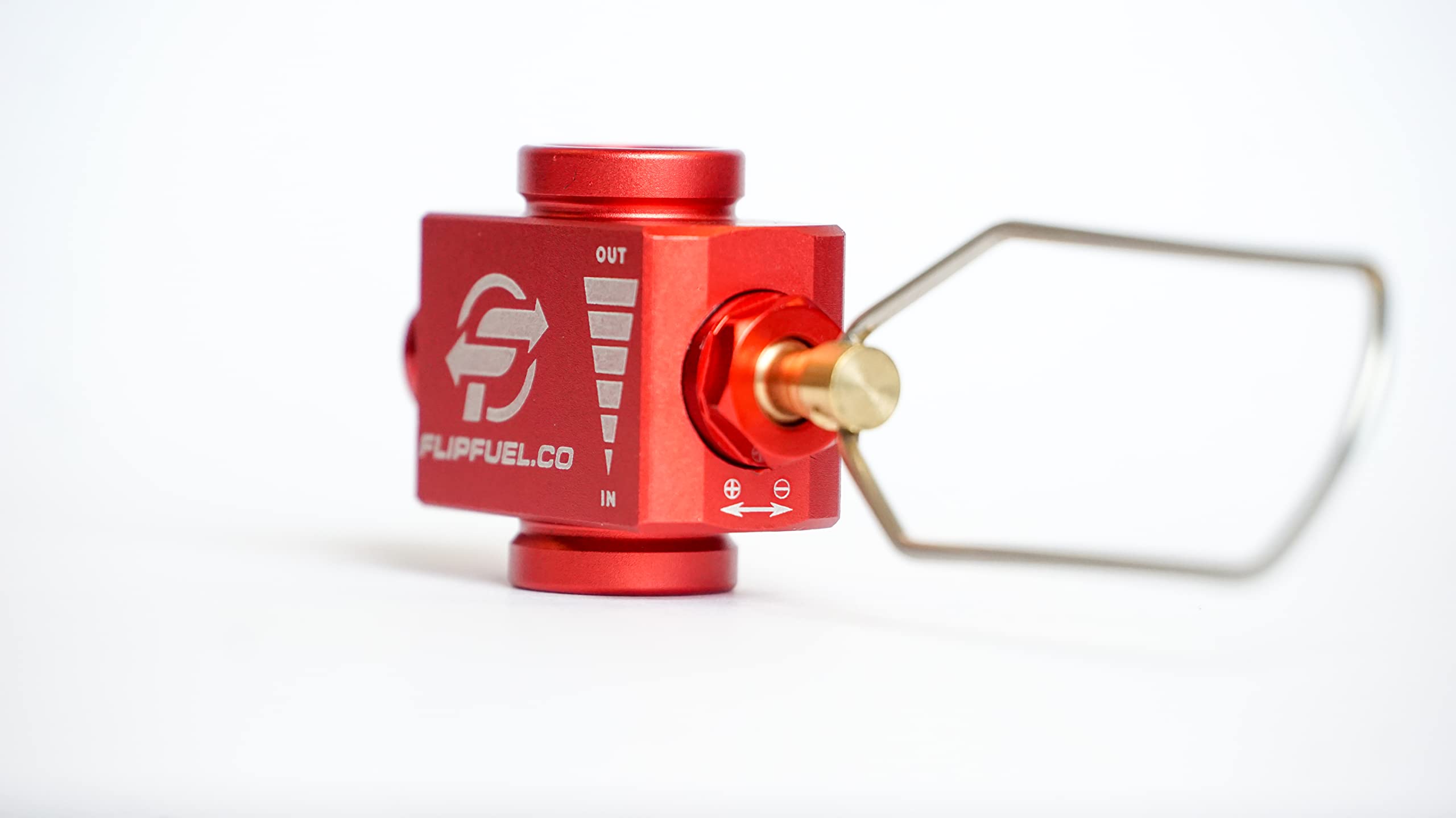 FlipFuel isobutane adapter in pack enables on-trail fuel swapping.