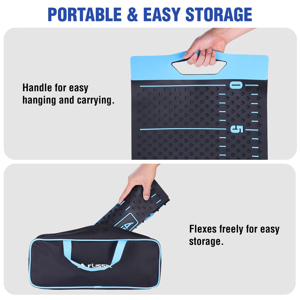 Mat rolled up and stored in the included storage bag