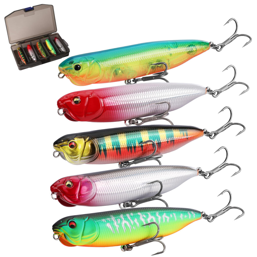 FLISSA 5PCS Top Water Lures Kit - lure 1 with realistic 3D eyes