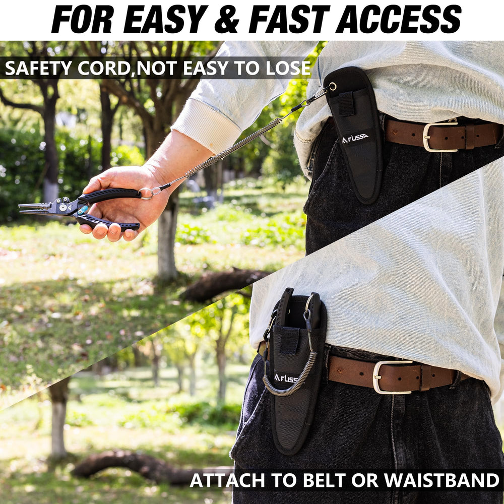 Saltwater fishing pliers kit with sheath and lanyard included