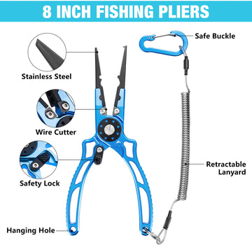 Safety lock feature on FLISSA 8-inch fishing pliers