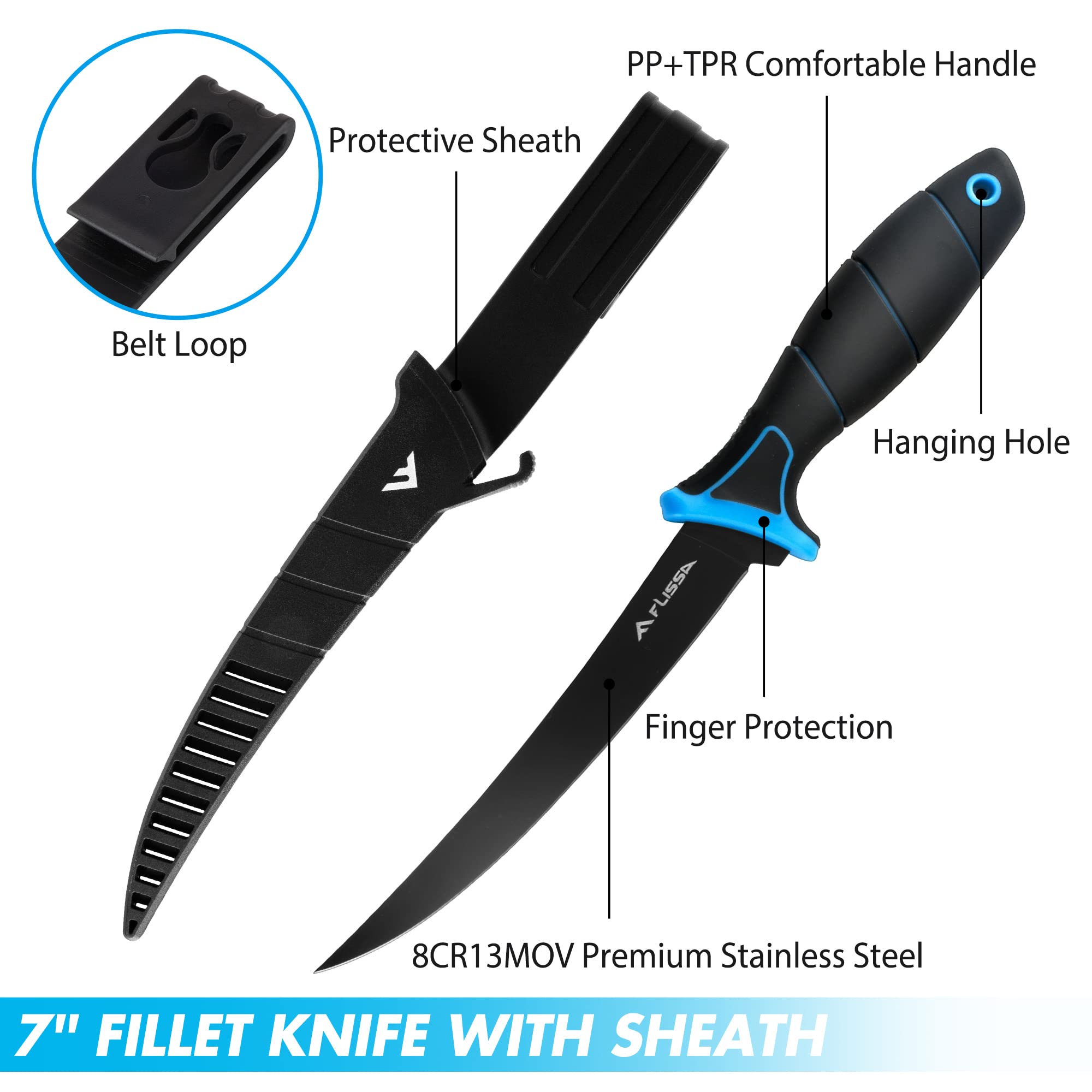 Ventilated skeleton protective sheath for FLISSA fillet knife