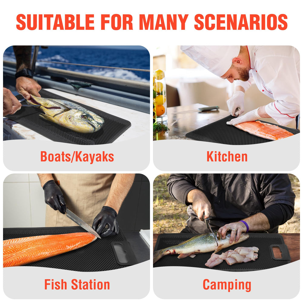 Large 24x13 inch FLISSA fish fillet mat ready for cutting board use