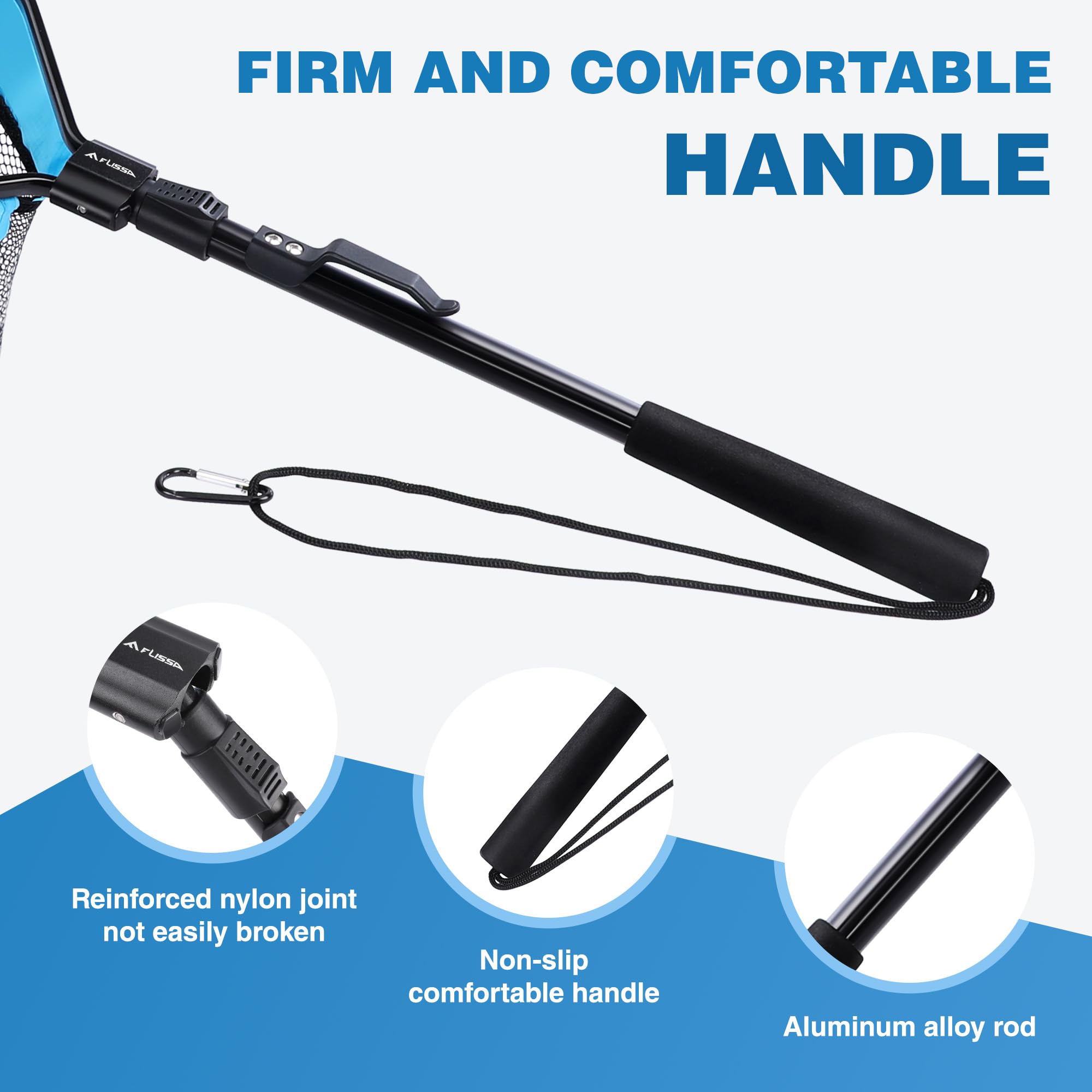 Reinforced nylon connectors and belt clip on FLISSA net