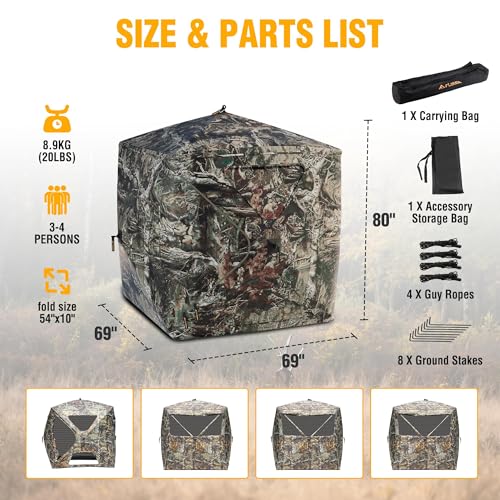 FLISSA hunting blind 9.5mm reinforced poles deliver sturdy support in tough weather