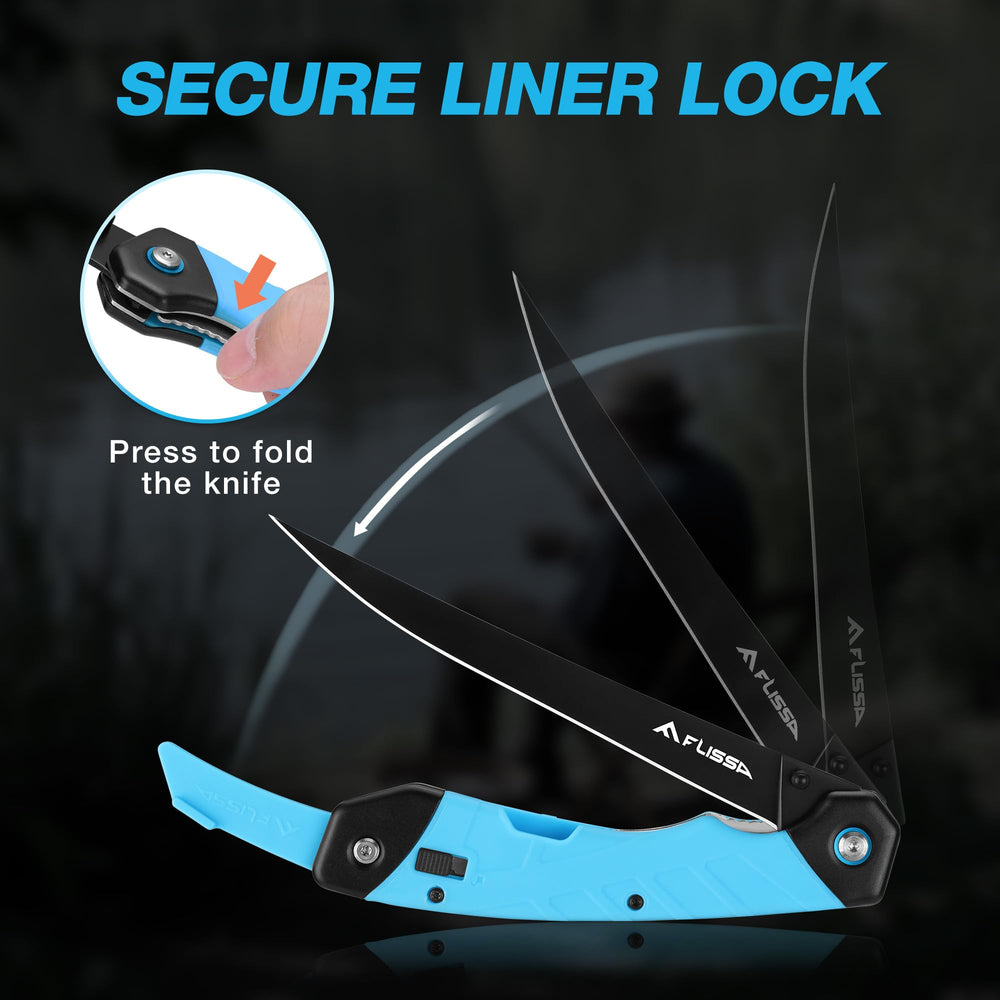 Secure liner lock on folding fillet knife
